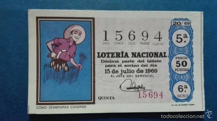 National Spanish Lottery: decimo de loteria de 1969 sorteo 20