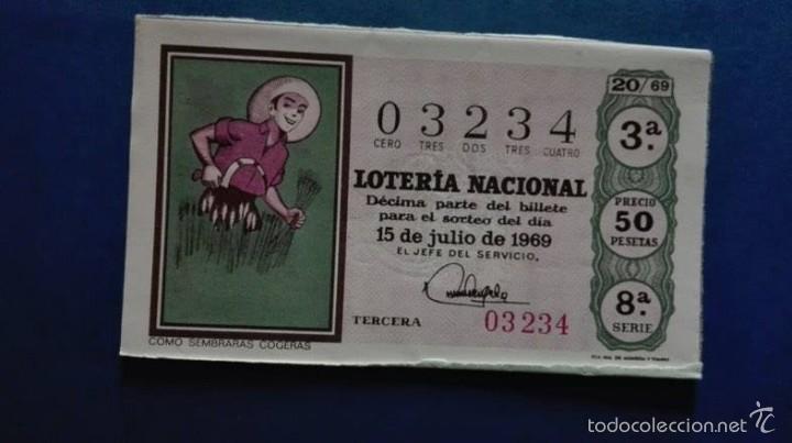 National Spanish Lottery: decimo de loteria de 1969 sorteo 20