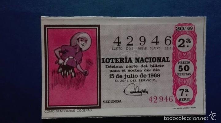 National Spanish Lottery: decimo de loteria de 1969 sorteo 20