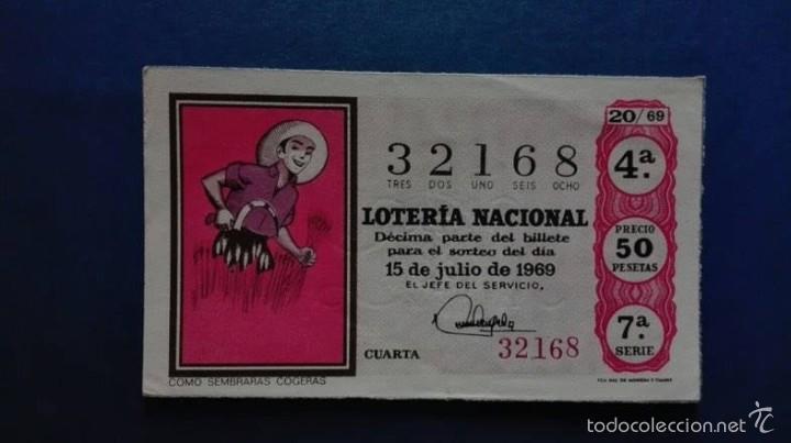 National Spanish Lottery: decimo de loteria de 1969 sorteo 20