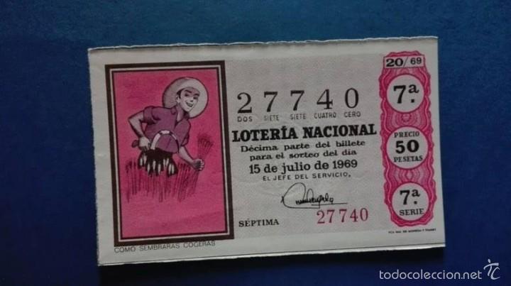 National Spanish Lottery: decimo de loteria de 1969 sorteo 20