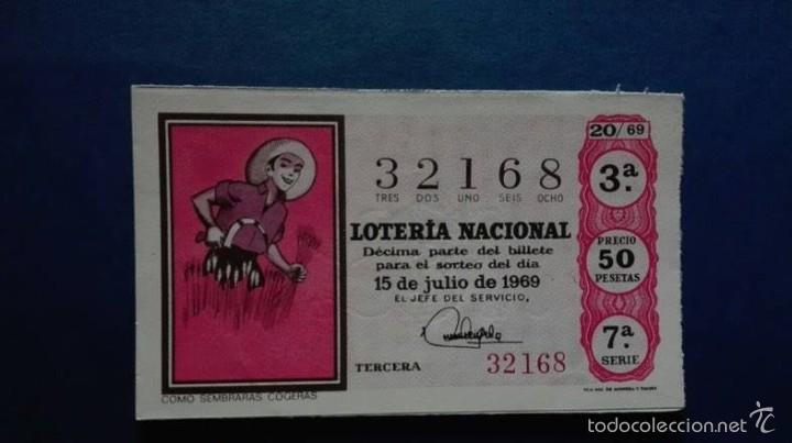 National Spanish Lottery: decimo de loteria de 1969 sorteo 20