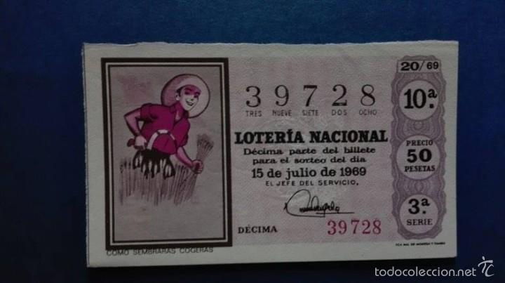 National Spanish Lottery: decimo de loteria de 1969 sorteo 20