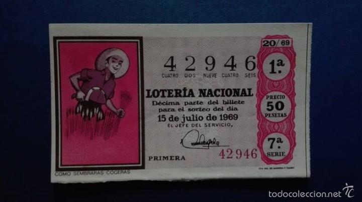 National Spanish Lottery: decimo de loteria de 1969 sorteo 20