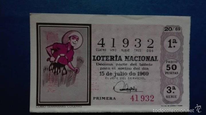 National Spanish Lottery: decimo de loteria de 1969 sorteo 20