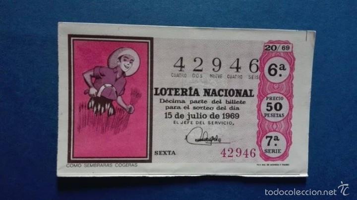 National Spanish Lottery: decimo de loteria de 1969 sorteo 20