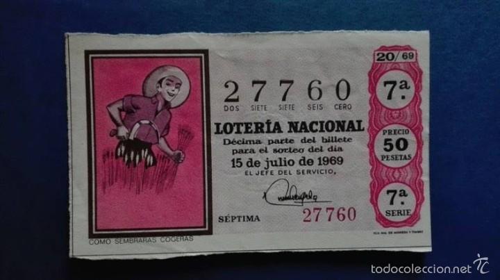 National Spanish Lottery: decimo de loteria de 1969 sorteo 20