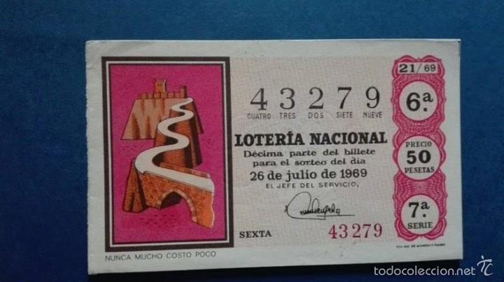 National Spanish Lottery: decimo de loteria de 1969 sorteo 21