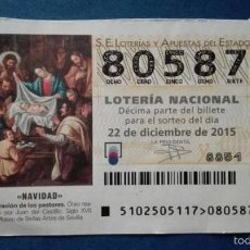Lotería Nacional: DECIMO DE LOTERIA NUMERO ALTO. Lote 56711788