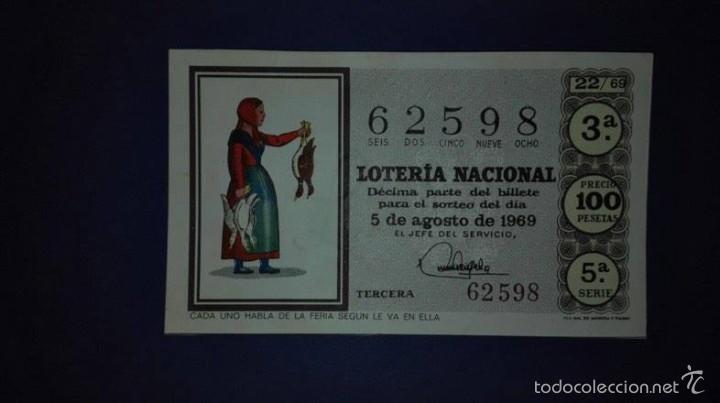 National Spanish Lottery: decimo de loteria de 1969 sorteo 22
