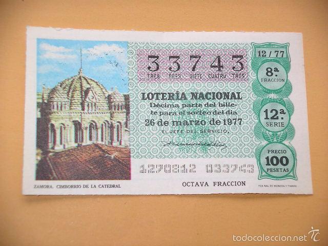 Nationale spanische Lotterie: D&eacute;cimo de loteria n&ordm; 33743, 12/77, 26 marzo 1977, Zamora, Catedral, X4