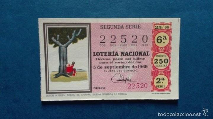 National Spanish Lottery: decimo de loteria de 1969 sorteo 25