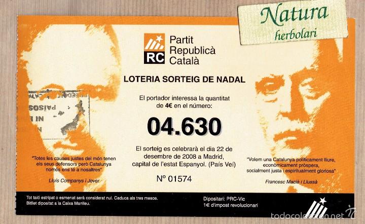 National Spanish Lottery: Loteria Partit Republic&agrave; Catal&agrave; 2008 / Maci&agrave; / Companys