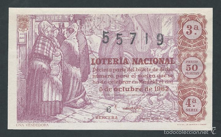 National Spanish Lottery: decimo loteria nacional 5 de octubre a&ntilde;o 1963 sorteo 28 una vendedora