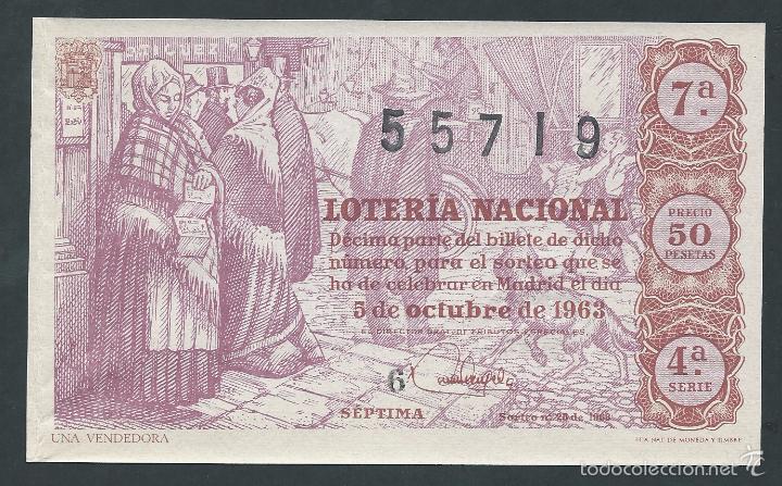 National Spanish Lottery: decimo loteria nacional 5 de octubre a&ntilde;o 1963 sorteo 28 una vendedora