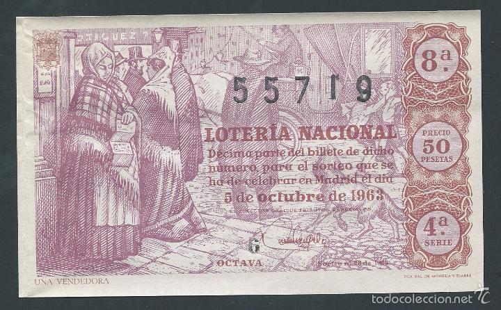 National Spanish Lottery: decimo loteria nacional 5 de octubre a&ntilde;o 1963 sorteo 28 una vendedora