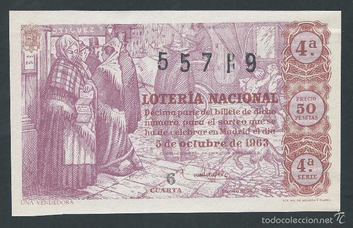 National Spanish Lottery: decimo loteria nacional 5 de octubre a&ntilde;o 1963 sorteo 28 una vendedora