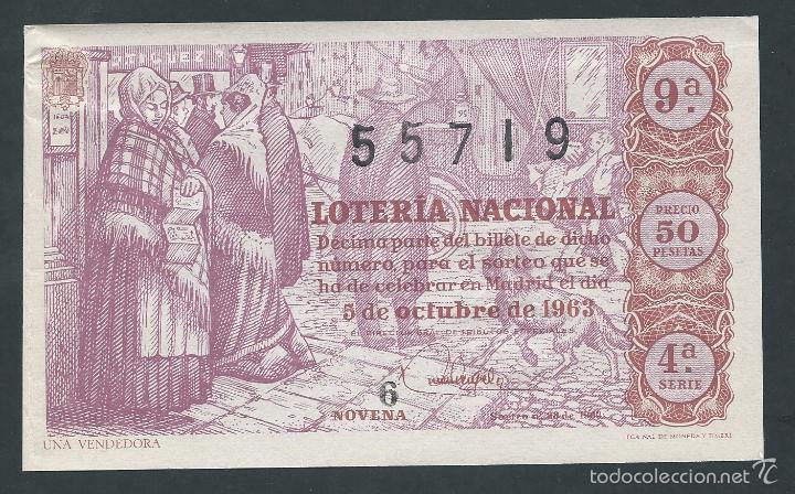 National Spanish Lottery: decimo loteria nacional 5 de octubre a&ntilde;o 1963 sorteo 28 una vendedora