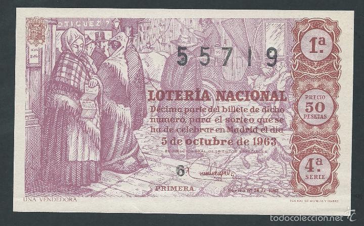 National Spanish Lottery: decimo loteria nacional 5 de octubre a&ntilde;o 1963 sorteo 28 una vendedora
