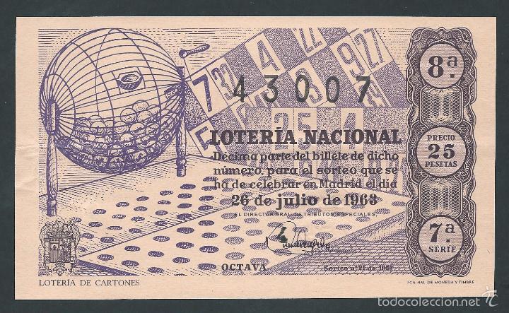 National Spanish Lottery: decimo loteria nacional 26 de julio a&ntilde;o 1963 sorteo n 21 loteria de cartones