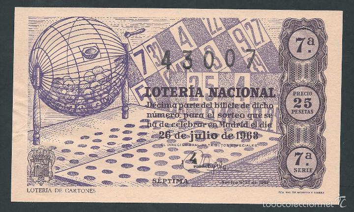 National Spanish Lottery: decimo loteria nacional 26 de julio a&ntilde;o 1963 sorteo n 21 loteria de cartones
