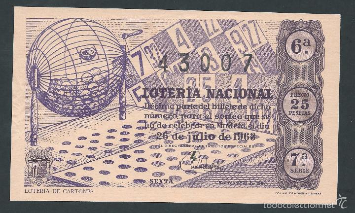 National Spanish Lottery: decimo loteria nacional 26 de julio a&ntilde;o 1963 sorteo n 21 loteria de cartones