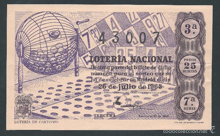 National Spanish Lottery: decimo loteria nacional 26 de julio a&ntilde;o 1963 sorteo n 21 loteria de cartones