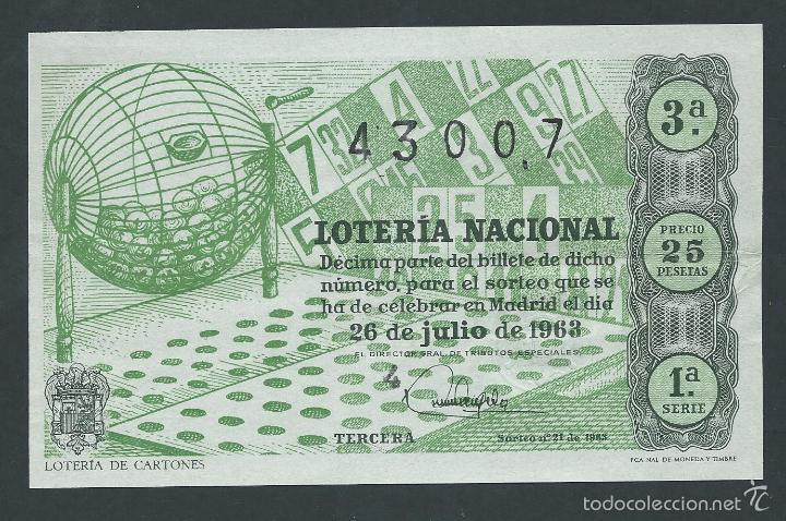 National Spanish Lottery: decimo loteria nacional 26 de julio a&ntilde;o 1963 sorteo n 21 loteria de cartones
