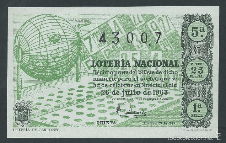 National Spanish Lottery: decimo loteria nacional 26 de julio a&ntilde;o 1963 sorteo n 21 loteria de cartones