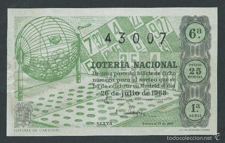 National Spanish Lottery: decimo loteria nacional 26 de julio a&ntilde;o 1963 sorteo n 21 loteria de cartones