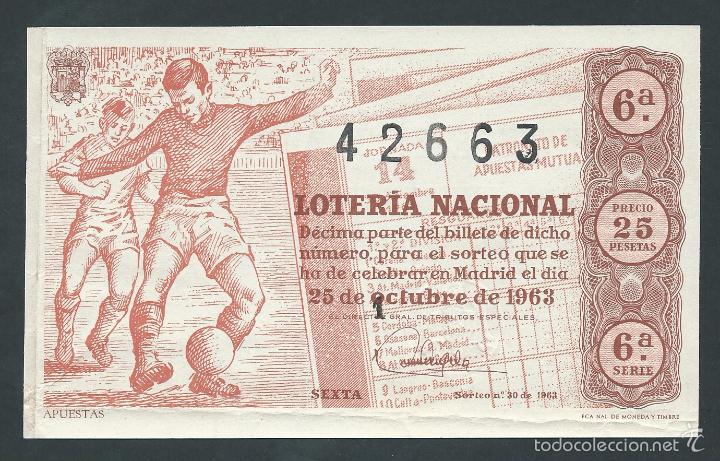 National Spanish Lottery: decimo loteria nacional 25 de octubre a&ntilde;o 1963 sorteo n 30 apuestas