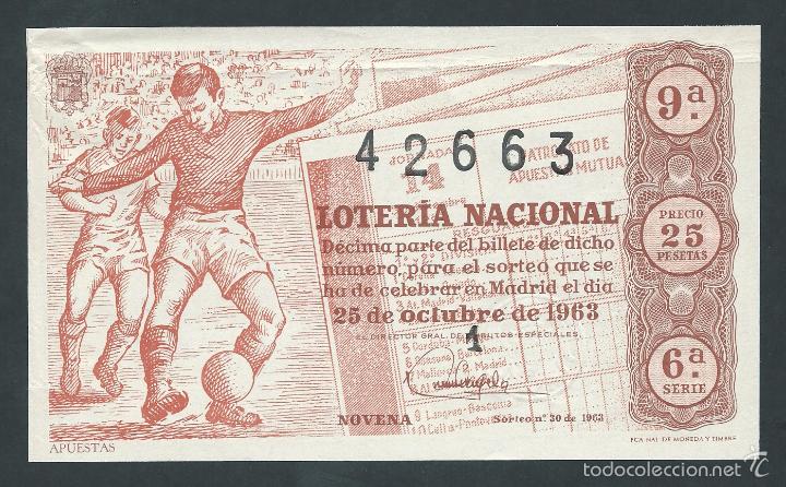 National Spanish Lottery: decimo loteria nacional 25 de octubre a&ntilde;o 1963 sorteo n 30 apuestas
