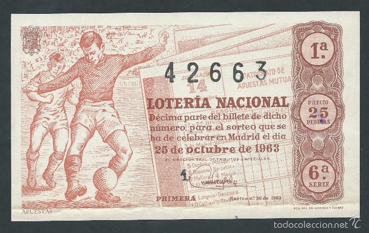 National Spanish Lottery: decimo loteria nacional 25 de octubre a&ntilde;o 1963 sorteo n 30 apuestas