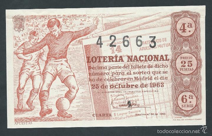 National Spanish Lottery: decimo loteria nacional 25 de octubre a&ntilde;o 1963 sorteo n 30 apuestas