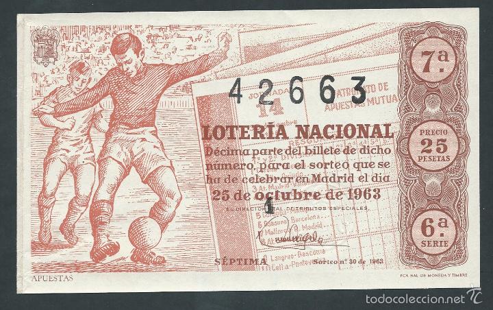 National Spanish Lottery: decimo loteria nacional 25 de octubre a&ntilde;o 1963 sorteo n 30 apuestas