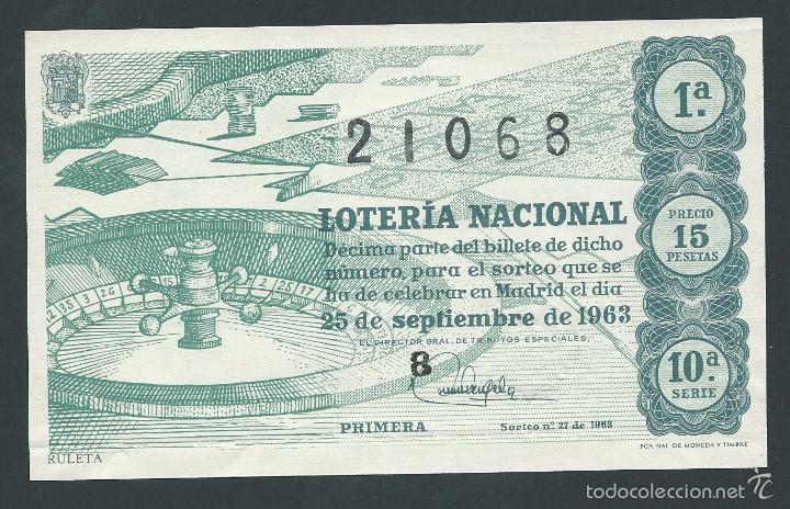 National Spanish Lottery: decimo loteria nacional 25 de septiembre a&ntilde;o 1963 sorteo n 27 ruleta