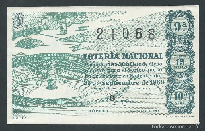 National Spanish Lottery: decimo loteria nacional 25 de septiembre a&ntilde;o 1963 sorteo n 27 ruleta