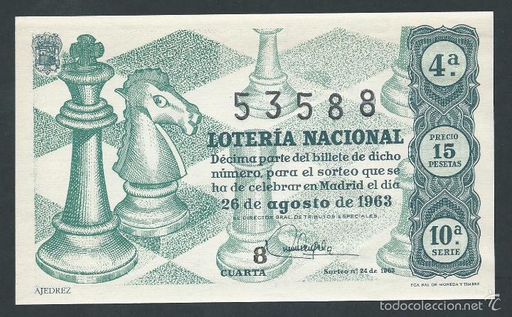 Nationale spanische Lotterie: decimo loteria nacional 26 de agosto a&ntilde;o 1963 sorteo n 24 ajedrez