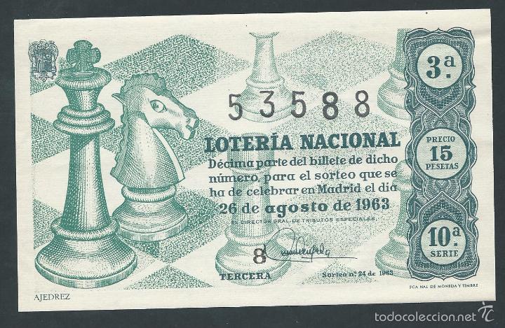 Nationale spanische Lotterie: decimo loteria nacional 26 de agosto a&ntilde;o 1963 sorteo n 24 ajedrez