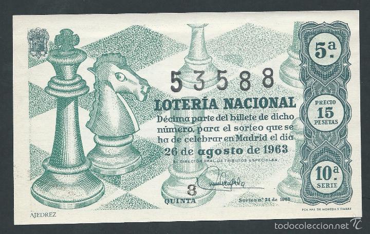 Nationale spanische Lotterie: decimo loteria nacional 26 de agosto a&ntilde;o 1963 sorteo n 24 ajedrez