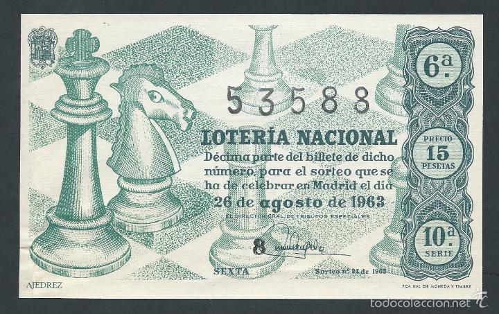 Nationale spanische Lotterie: decimo loteria nacional 26 de agosto a&ntilde;o 1963 sorteo n 24 ajedrez