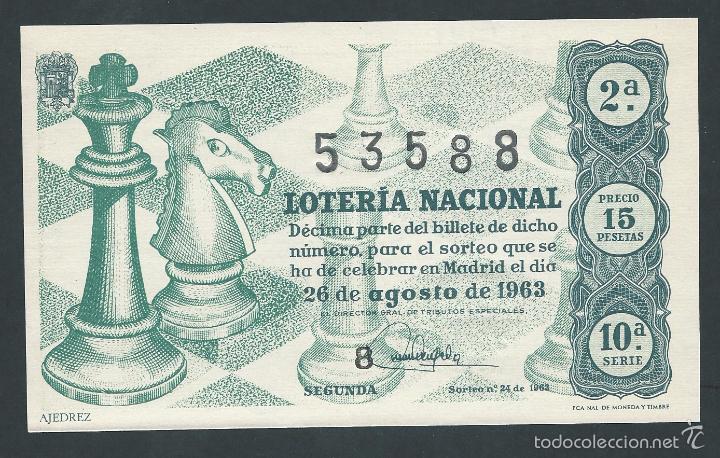 Nationale spanische Lotterie: decimo loteria nacional 26 de agosto a&ntilde;o 1963 sorteo n 24 ajedrez