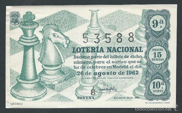Nationale spanische Lotterie: decimo loteria nacional 26 de agosto a&ntilde;o 1963 sorteo n 24 ajedrez