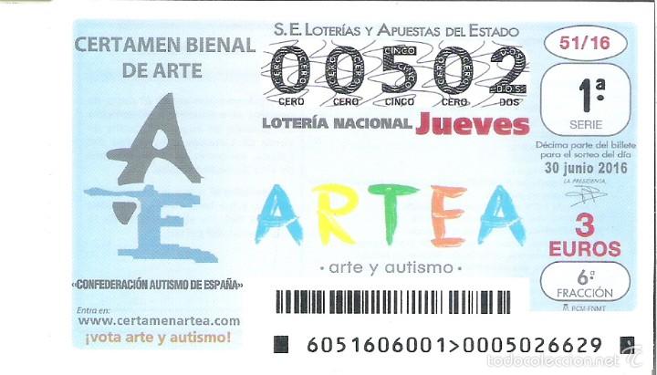Lotaria Nacional: 1 DECIMO LOTERIA JUEVES - 30 JUNIO 2016 - 51/16 - CERTAMEN BIENAL DE ARTE