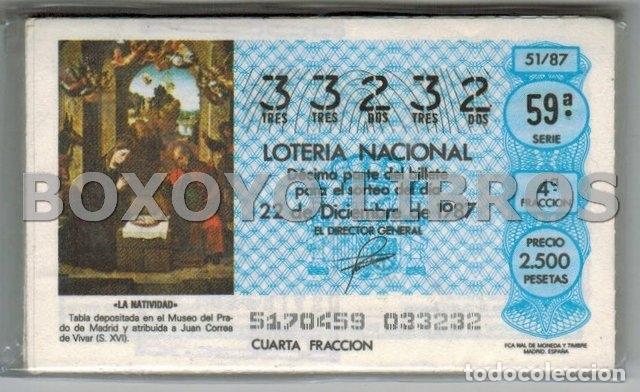 Loter&iacute;a nacional: Loter&iacute;a Nacional a&ntilde;o completo 1987. 51 billetes