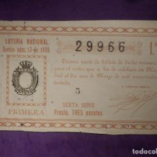 Lotería Nacional: LOTERIA NACIONAL DE ESPAÑA - SORTEO Nº 13 DE 1930 - 1 DE MAYO - 29966