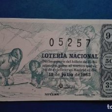 Lotería Nacional: DECIMO DE LOTERIA DE 1963 SORTEO 20