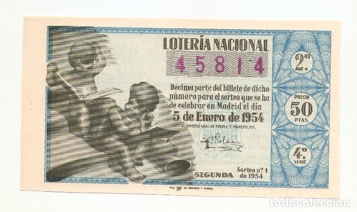 National Spanish Lottery: DECIMO LOTERIA NACIONAL A&Ntilde;O 1954 SORTEO N&ordm; 1