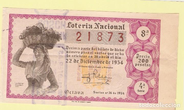 National Spanish Lottery: DECIMO LOTERIA NACIONAL A&Ntilde;O 1954 SORTEO N&ordm; 36