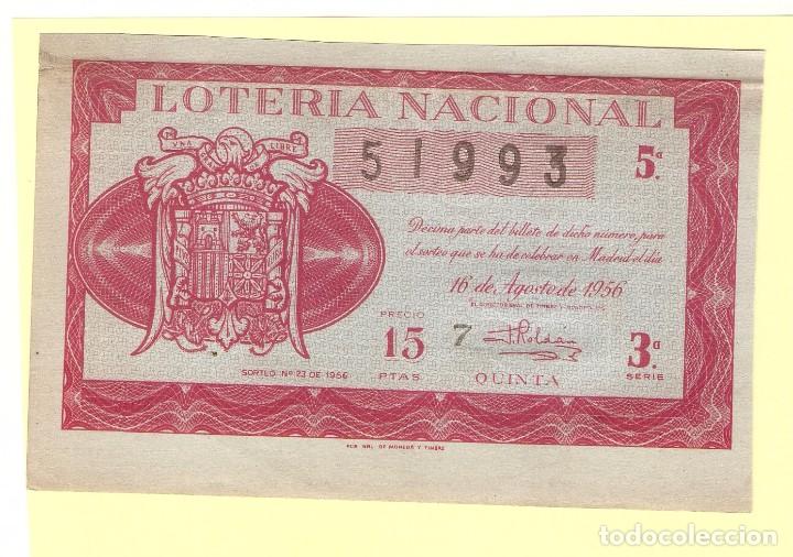 National Spanish Lottery: DECIMO LOTERIA NACIONAL A&Ntilde;O 1956 SORTEO N&ordm; 23